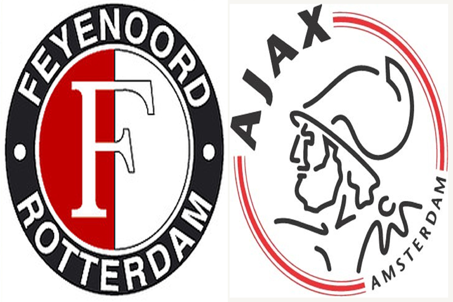 Foto van logo's van Feyenoord en Ajax | Feyenoord/Ajax