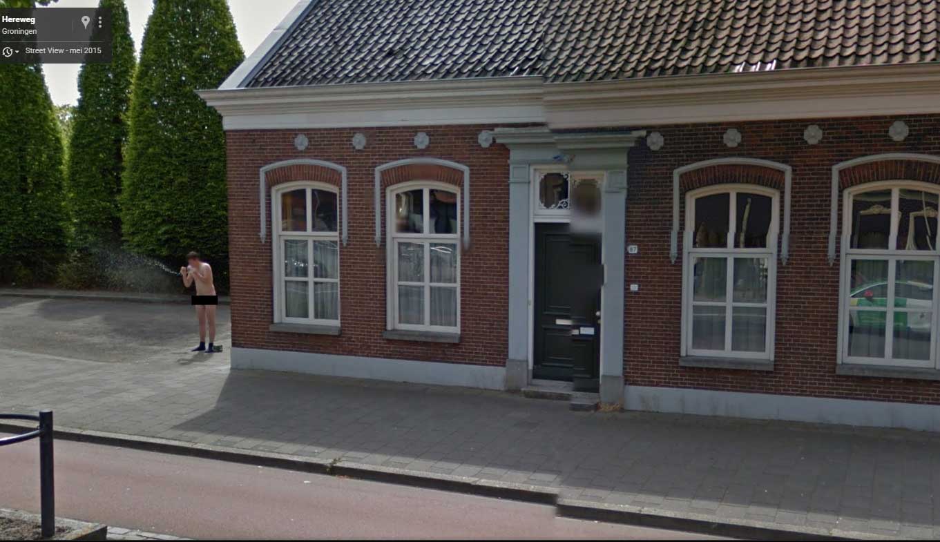 Naakte man op streetview in Groningen vastgelegd