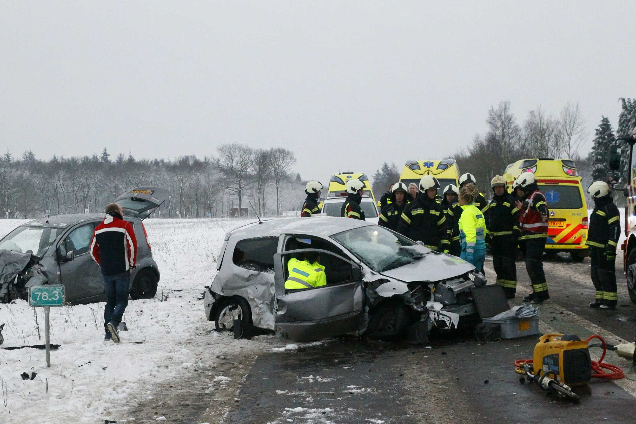 Gewonden bij frontale aanrijding door gladheid in Borger