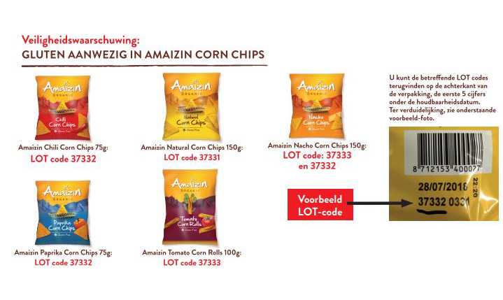 Allergiewaarschuwing Amaizin Corn Chips