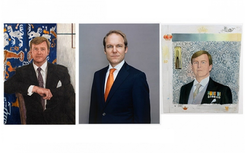 Foto van drie schetsontwerpen staatsieportret koning Willem-Alexander | Mondriaan Fonds