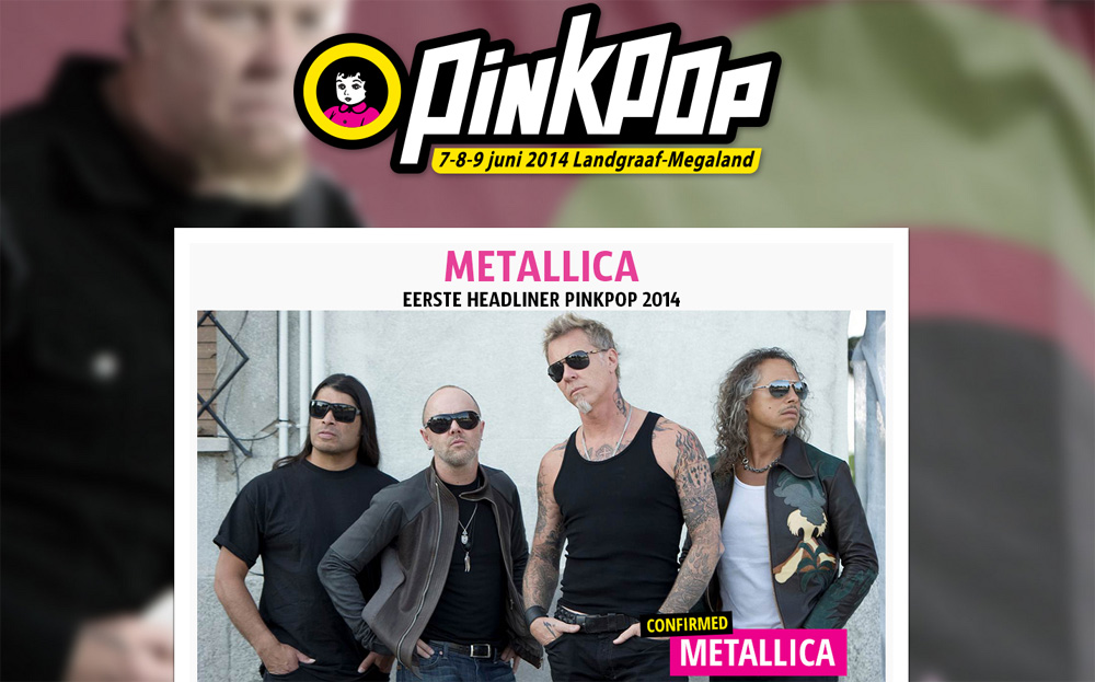 Screenshot site Pinkpop met Mettalica | Pinkpop