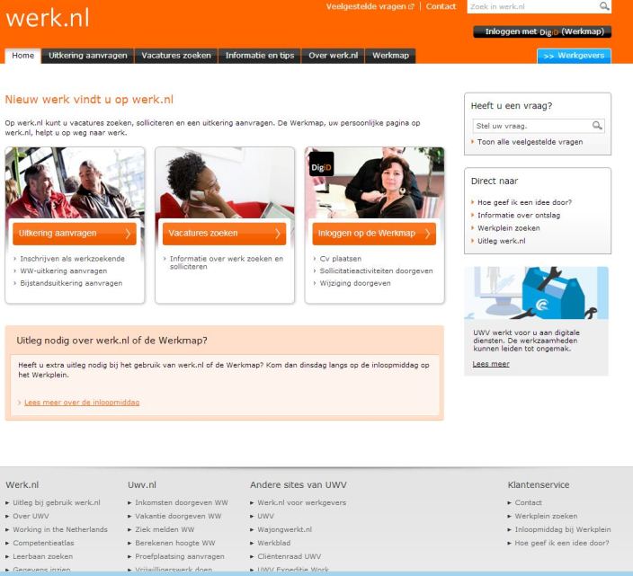Foto van website werk.nl | Screenshot