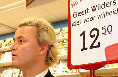 Foto van Geert Wilders in boekhandel | Archief EHF