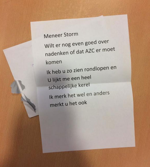 Raadsleden kregen dreigbrieven vanwege komst azc