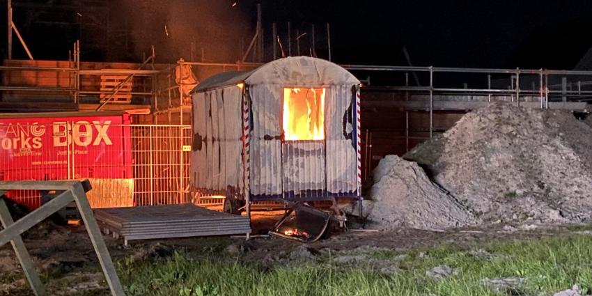 Bouwkeet in brand