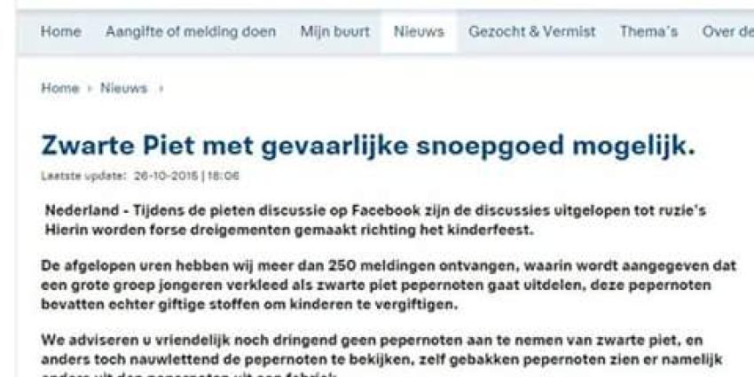Hoax over zwarte piet met gevaarlijk snoepgoed