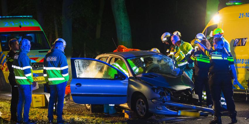 Vrouw ernstig gewond na botsing met boom 