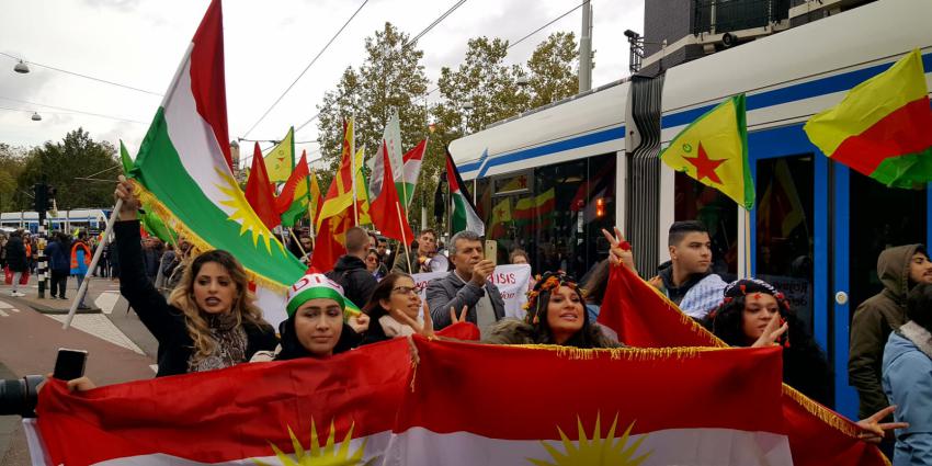Demonstrerende Koerden in Amsterdam