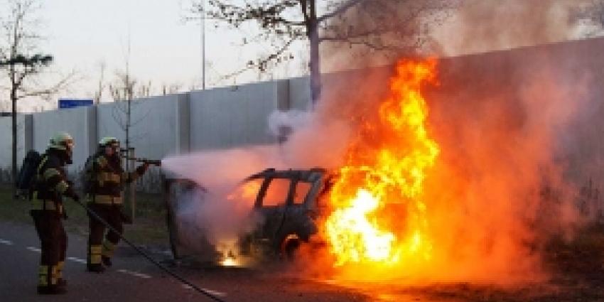 Geparkeerde auto spontaan in brand