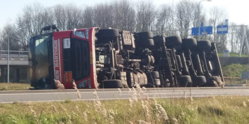 Vrachtwagen gekanteld Groningen