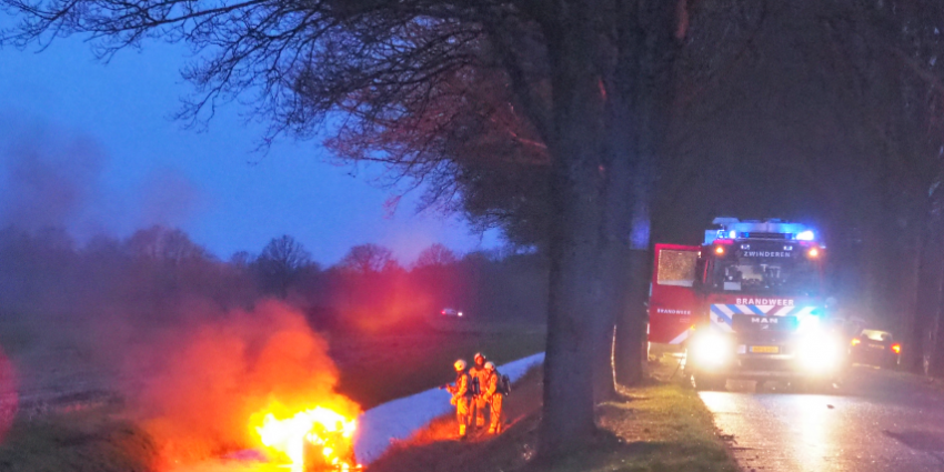 Auto in brand na ongeval