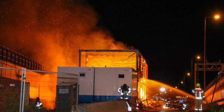 botlekbrug, dicht, brand, bouwkeet 