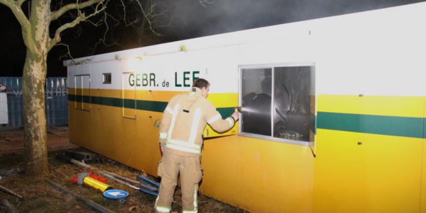 Brandstichting in bouwkeet in Schiedam 