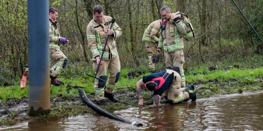 Trambaan Schiedam onder water na hevige regenval