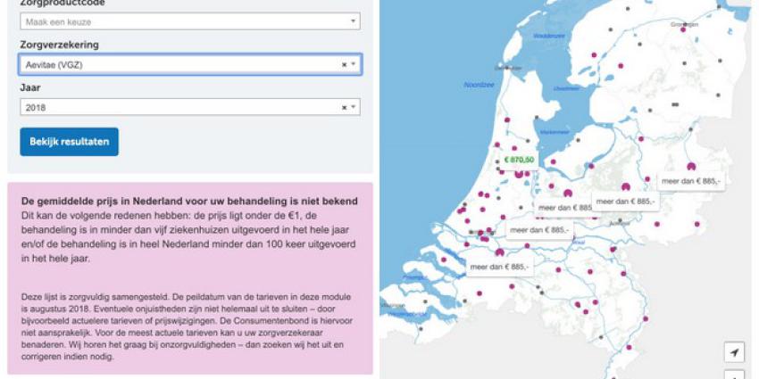 Prijzen van bijna één miljoen zorgbehandelingen op de kaart te vergelijken