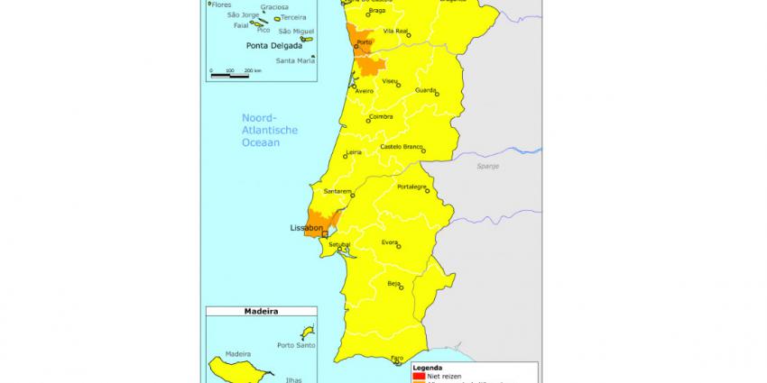 Het reisadvies voor Portugal en Lissabon oranje vanwege toename corona