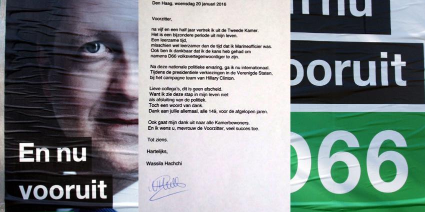 Raadselachtig vertrek D66-Kamerlid, Wassila Hachchi stuurt tweet met brief 