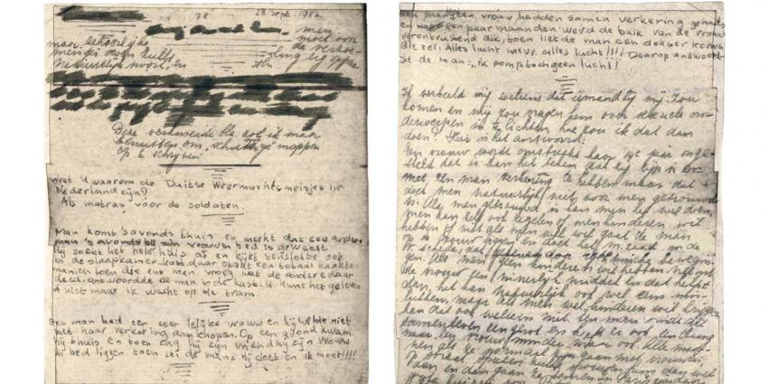 Twee afgeplakt pagina's dagboek Anne Frank leesbaar gemaakt
