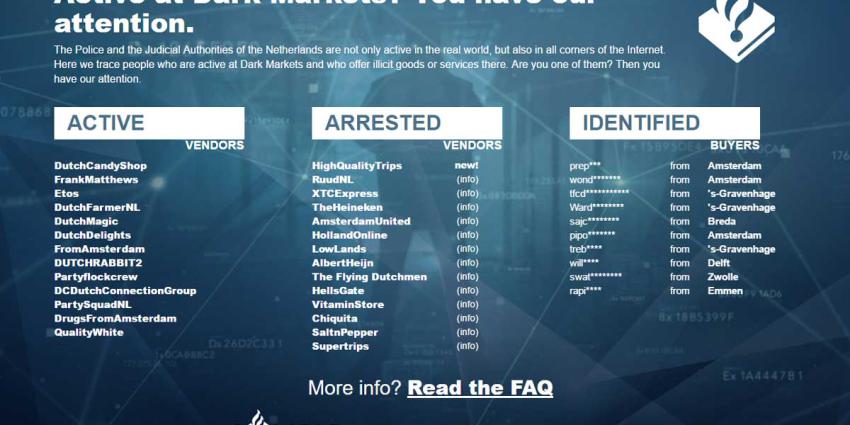 Darknet website door politie en OM gelanceerd 