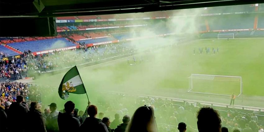 Supporters steunen Feyenoord en Ajax tijdens laatste training