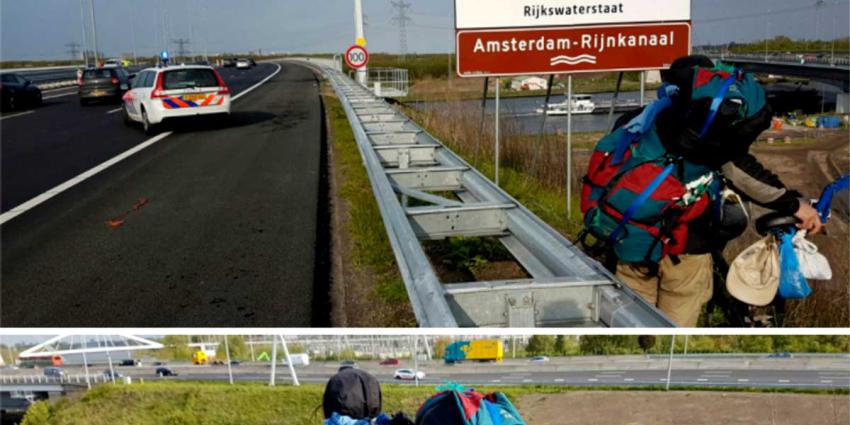 Zwaarbepakte fietser van snelweg A9 gehaald