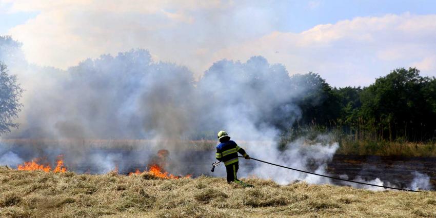 Flinke natuurbrand in weiland nabij Hooibrug is vierde in korte tijd