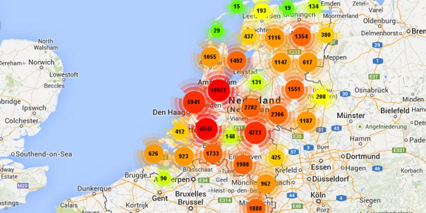 Screenshot van overzichtkaart vuurwerkoverlast | Vuurwerkoverlast.nl