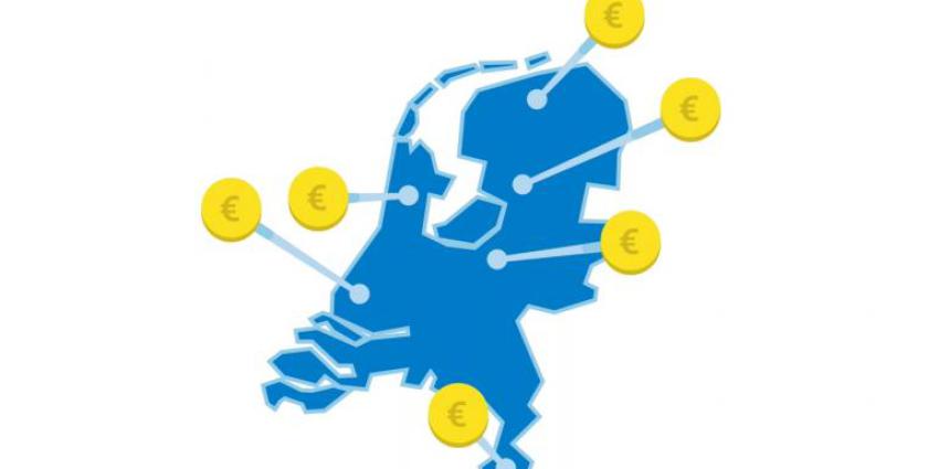 Foto van kaart Nederland met eurotekens