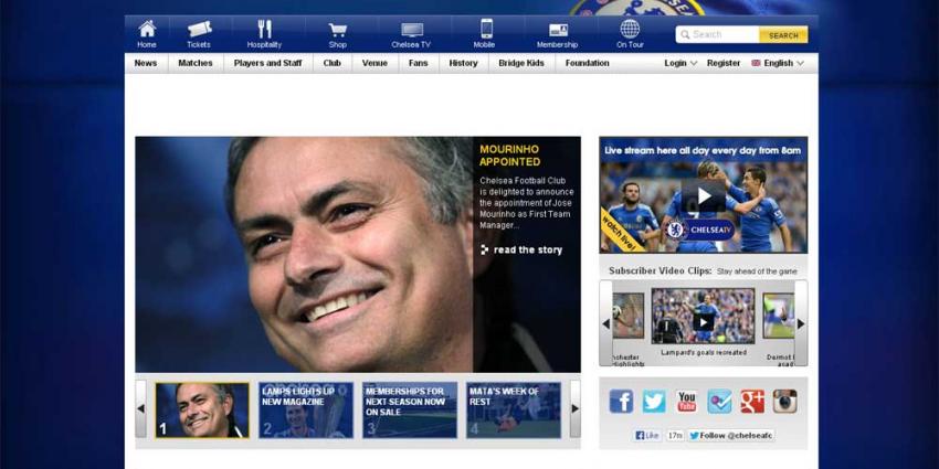 Screenshot website Chelsea Mourinho | Website Chelsea