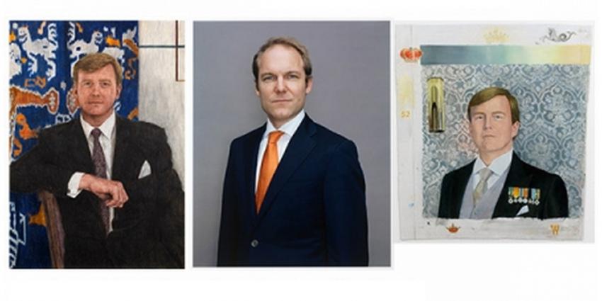 Foto van drie schetsontwerpen staatsieportret koning Willem-Alexander | Mondriaan Fonds