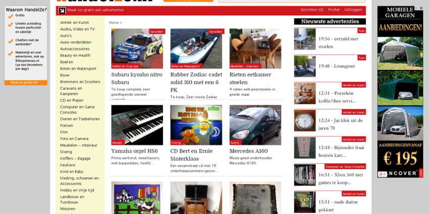 Screenshot van voorpagina HandelZe.nl | HandelZe.nl | www.handelze.nl
