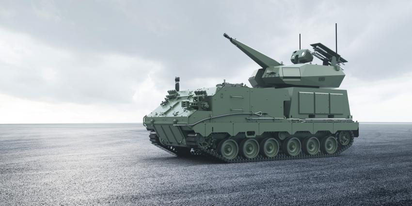 Impressie van het mobiele anti-drone kanonsysteem