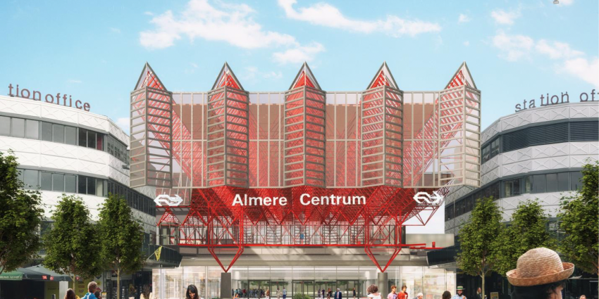 Impressie nieuwe station Almere Centrum