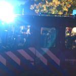 brandweer, auto, zwaailicht, donker