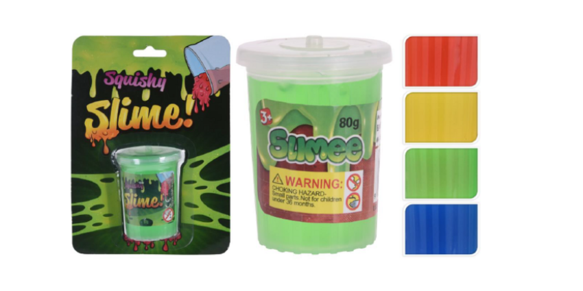 veiligheidswaarschuwing slijm in potje, 4 kleuren Free & Easy