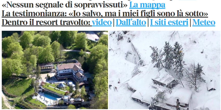 Hotel bedolven onder sneeuw na lawine