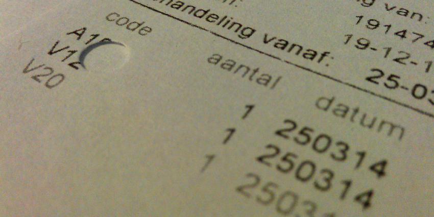 Foto van zorgnota declaratie code | Archief EHF