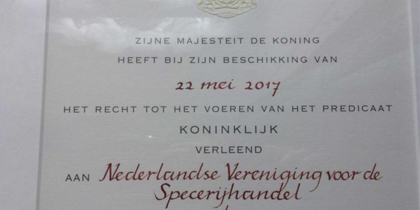 Nederlandse Vereniging voor de Specerijhandel krijgt predicaat 'Koninklijk'