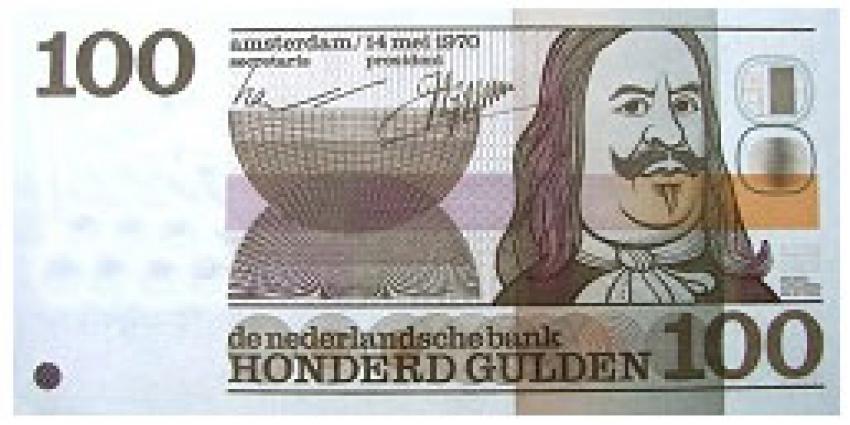 Honderd De Ruyter-biljetten van 100 gulden ingeleverd bij DNB