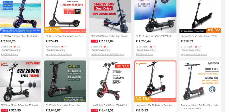 Elektrische step van de weg gehaald die 104 kilometer per uur haalt