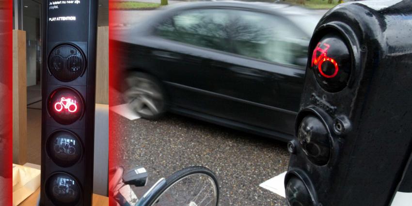 Verkeerslicht vertelt en waarschuwt fietsers voor telefoongebruik