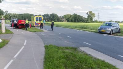 Auto op de kop bij ongeval