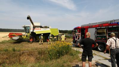 Combine in brand tijdens oogsten