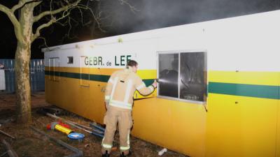Brandstichting in bouwkeet in Schiedam 