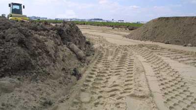 Foto van bouwplaats zand | Archief EHF