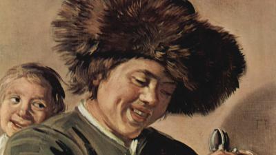 Schilderij lachende jongens