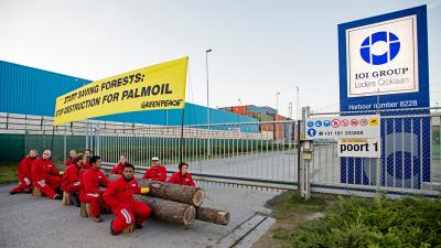 Greenpeace blokkeert palmolie raffinaderij op Maasvlakte