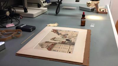 Door Hitler gemaakt aquarel bij NIOD aangeboden