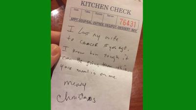 Diner moeder met borstkanker onverwacht betaald door 'lotgenoot'